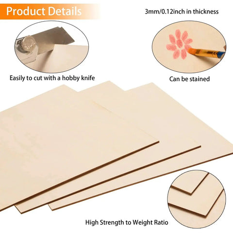12 Pack Basswood Sheets For Crafts Measuring 12 By 12 Inches And 3mm Thick Unfinished Square Wood Boards With Smooth Surfaces