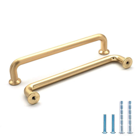 10 Pack 5 Inch Center To Center Brushed Brass Kitchen Cabinet Pulls Zinc Alloy Solid Round Cabinet Handles with screws included