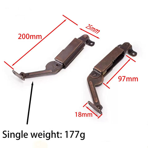 Two Piece Antique Bronze Spring Loaded Cover Plate Hinge With Screws For Tables Toy Boxes And Furniture Cabinets
