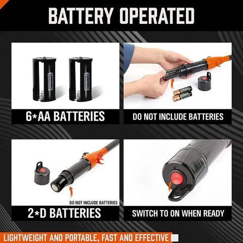 Diagram of Portable Battery Powered Fuel Transfer Pump 2.2 GPM Siphon For Gas And Liquid with battery options and operation instructions