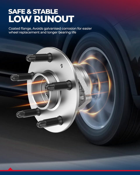 Front Wheel Bearing Hub Assembly For Chevy Colorado 2009-2012 RWD And GMC Canyon 2009-2012 RWD, 6 Lug, shown in motion on car