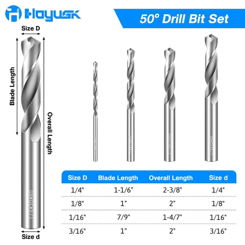 Solid Carbide Drill Bit Set Four Piece Tungsten Carbide Bits One Eighth Inch One Sixteenth Inch Three Sixteenths Inch One Quarter Inch Metal Drill Bits For Aluminum Alloy Copper Steel Hardened Cast Iron Precision Durable Great For Tight Spaces