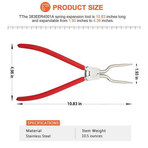 Beaquicy washer spring expansion tool; red-handled, solid metal pliers for LG/Samsung washers, 4.3-inch spread.