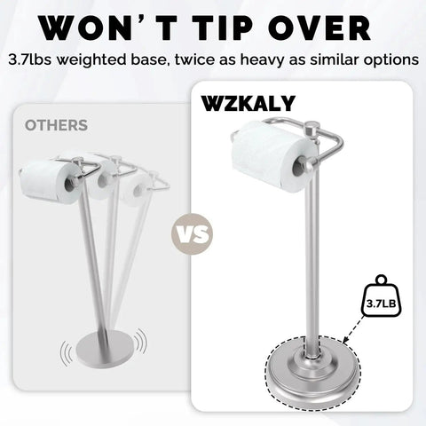 Free Standing Toilet Paper Holder With Pivoting Post, Brushed Nickel Finish, Heavy Weighted Base, comparison against similar options