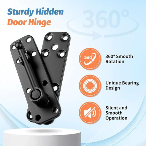 Hidden Door Hinge for Secret Bookcase Doors, 570 lbs Load Bearing, 360 Degree Swing, Easy Install With Included Glove