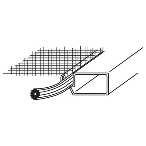 Illustration showing installation of 1/4-Inch Black Vinyl Spline Roll, 250 Ft Hollow Core securing screen into window channel.