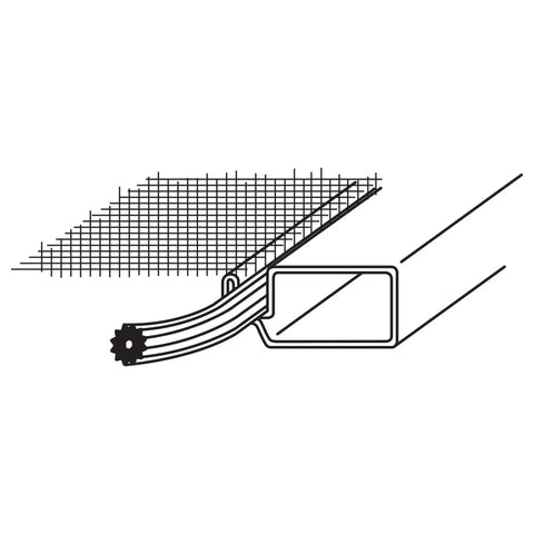 Diagram illustrating use of 0.130 Inch Vinyl Screen Spline 25 Foot Black Round Hollow Core Serrated Retainer for screen installation.