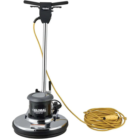 Corded Dual Speed Floor Machine Workhorse With 20 Inch Cleaning Width Stainless Steel Build Heavy Duty 1.5 HP Motor All Steel Gearbox And 50 Foot Safety GFCI Power Cord For Versatile Commercial Floor Care, front view.