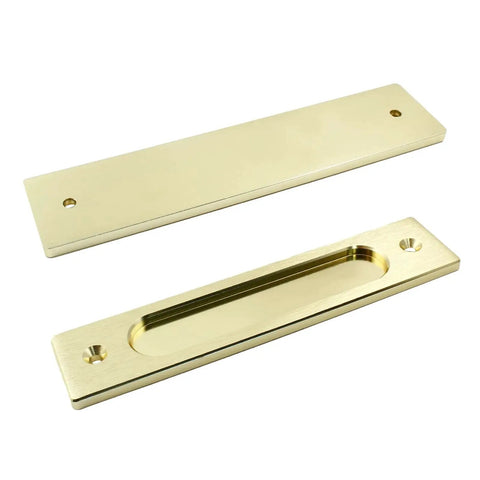 Two Pack 7 Inch Flush Pull Handles For Recessed Barn Doors And Pocket Sliding Doors Rectangular Finger Pulls In Brushed Gold Finish