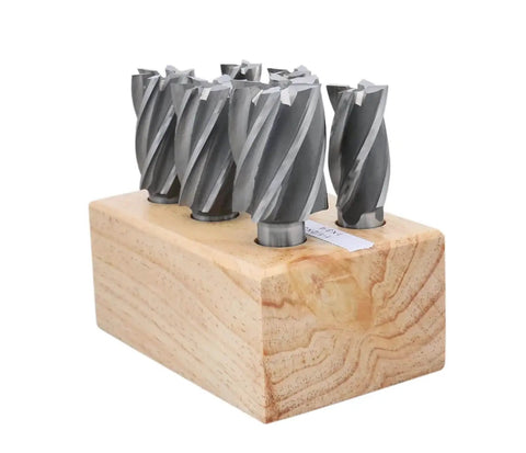 Six Piece HSS End Mills Set For Bridgeport Milling Machines With Three Quarters Inch Weldon Shank Four And Six Flute Cutters