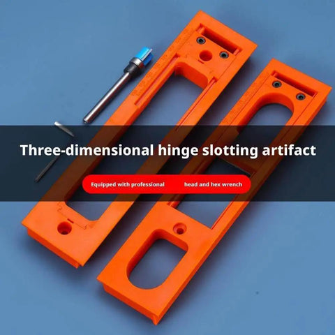 Door Hinge Jig Installation Kit With Adjustable Template And Milling Cutter For Precise Hinge Alignment, orange plastic parts