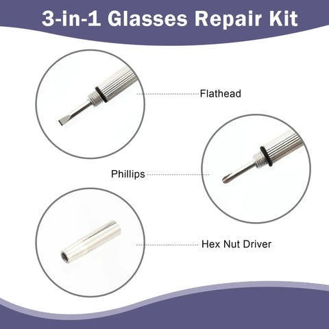 3 In 1 Glasses Repair Kit With Mini Portable Screwdrivers On Keyring Flat Head Phillips And Hex Driver Handy Tiny Tools