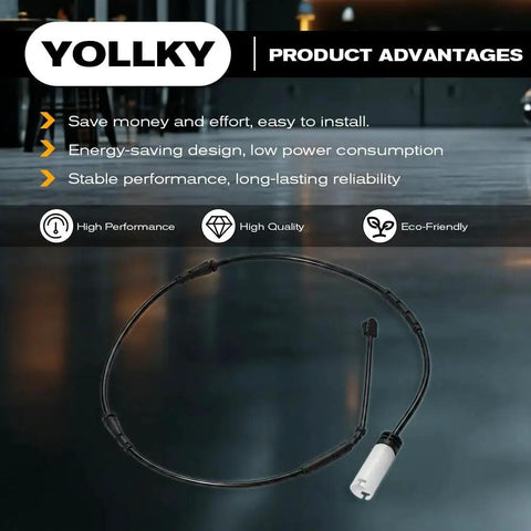 Front brake pad wear sensor cable for BMW Mini Countryman Paceman, black cable with white connector, front view