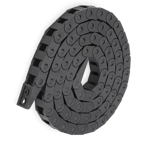 7x7mm Internal Size Black Plastic Drag Chain Cable Carrier 1M Length For CNC Machines, Rugged Nylon Build With R15 Bend Radius, coiled view