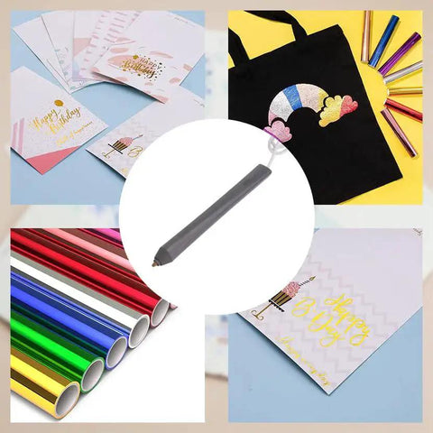 Foil Quill Pen Starter Kit With Four Metal Tips, USB Powered, Gray Finish, Includes Heat Activated Foil Roll 3m By 0.15m For Card Making And Scrapbooking