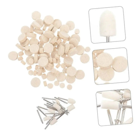 120 Pcs Wool Polishing Wheels Set With Arbor Shaft For Rotary Tools Buffing Pads Kit for Pro Grade Industrial Applications