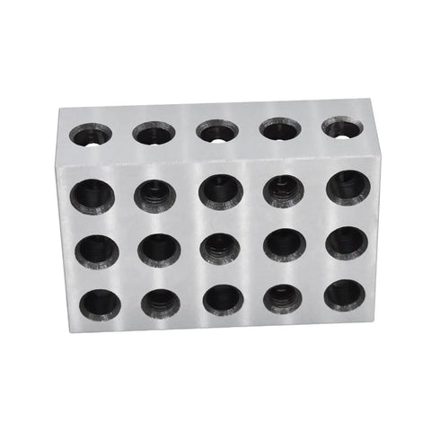 Front view of 2 Pack 2 4 6 Machinist Blocks With 23 Holes Matched Pair Precision Set Up Blocks For Milling Machines Ground On All Sides