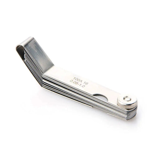 Curved Steel Gapped Feeler Gauge Set For Woodworking With 16 Blades And 0.05 To 1 Millimeter Thickness Range, 100A16 Model