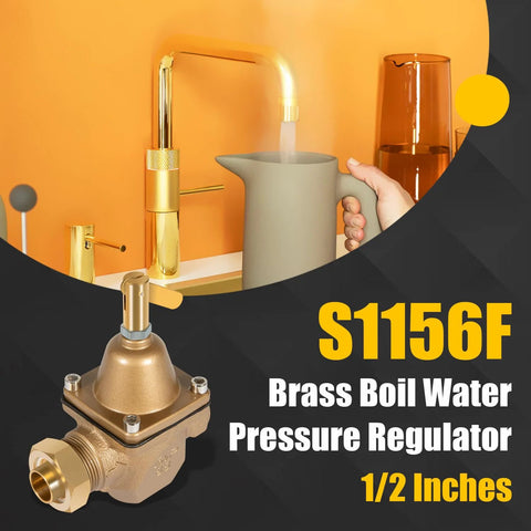 Brass 1/2-inch high-capacity water pressure regulator for Watts S1156F series