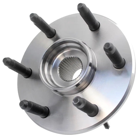 Front view of Front Wheel Bearing And Hub Assembly 515036 Direct Fit Fits Cadillac Escalade Silverado with six lug bolts