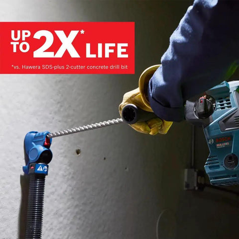 Beast Mode SDS Plus Bulldog Tough Rotary Hammer Bit Half Inch By Eight Inch With Four Cutter Carbide Tipped Head drilling concrete