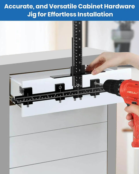 Aluminum Alloy Cabinet Hardware Jig Tool Set with Automatic Center Punch 14 Piece Adjustable Drill Guide for Installing