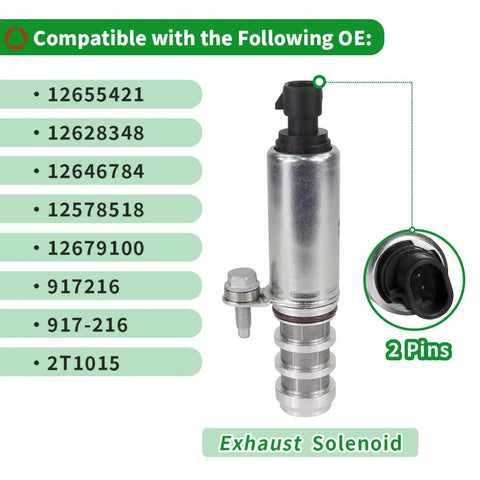Intake And Exhaust Camshaft Position Actuator Solenoid Valve VVT Oil Control Kit All In One Replacement for compatible OE models 12655421, 12628348, 12646784, 12578518, 12679100, 917216, 917-216, 2T1015