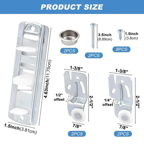 5Pcs Closet Sliding Door Roller Hardware Kit For Wardrobe Doors With Slide Track Replacement Rollers product size diagram