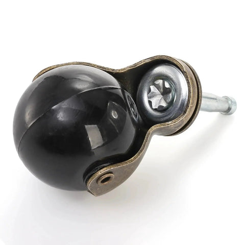 Close-up of one Eight Pack Two Inch Ball Caster Wheels With Swivel Stem In Antique Brass For Furniture Chairs Sofas And Cabinets