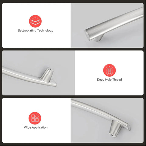 20 Pack Brushed Nickel Cabinet Pulls 5 Inch Arch Curved Drawer Handles For Kitchen Cabinets with electropating technology and deep hole thread