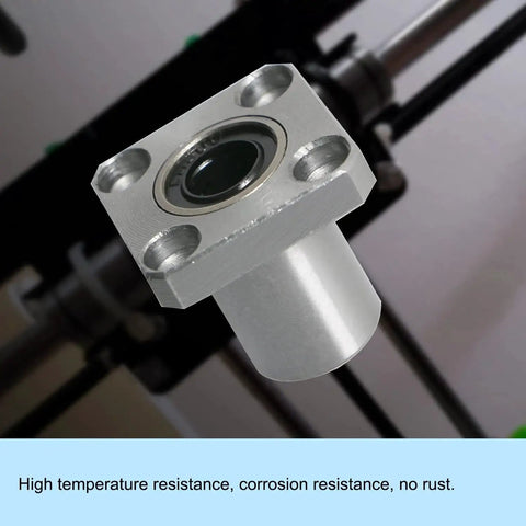 Beefy LMK10UU Square Flange Linear Ball Bearing with 4 rows of steel balls for CNC machines and 3D printers, corrosion-resistant.
