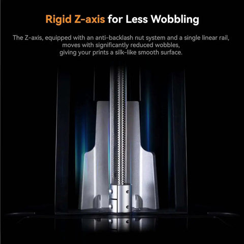 Halot R6 Resin 3D Printer For Kids And Beginners showing rigid Z-axis with anti-backlash nut system