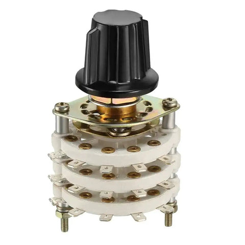 3 Pole 4 Position Rotary Switch With Knob Band Selector 3 Deck 15 Contacts Panel Mount 9.7mm Hole 6mm Shaft for DIY electronics