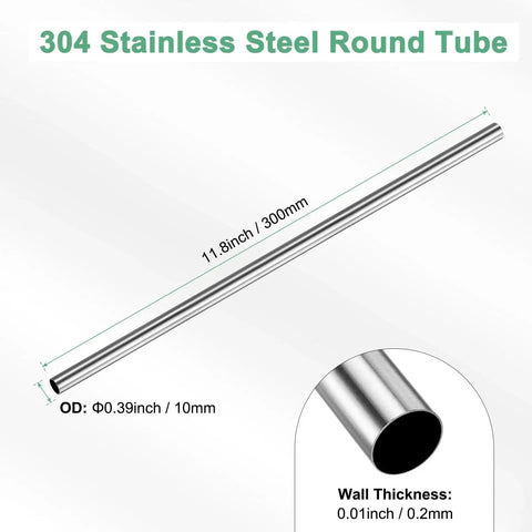 Durable 304 Stainless Steel Tube 1 Pack 300mm Length 10mm OD 0.2mm Wall Seamless Metal Pipe For Construction Machining DIY Crafting And Outdoor Projects Ready For Your Next Build M MeterXity