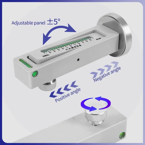 Adjustable Magnetic Wheel Alignment Gauge Tool For Camber Caster And Toe Measurements, silver, compact design with magnet base