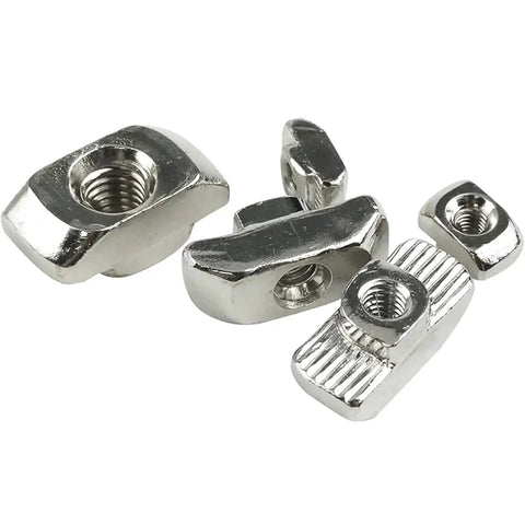Durable Heavy Duty 50 Pack M6 T Nuts Hammer Head T Slot Nuts Drop In Nickel Plated Carbon Steel For European Aluminum Profiles 10mm Slot 4545 Series Pro Grade Assortment Kit