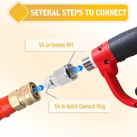 Image showing installation of Two Pack Stainless Steel Pressure Washer Quick Connect Plugs 1/4 Inch Or 3/8 Inch Male To Female NPT Fittings.