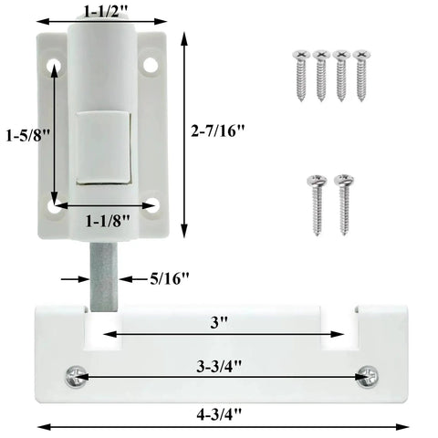 Dimensions and components of 2 Pack Sliding Patio Door Foot Kick Locks For Secondary Childproof Security On Top Or Bottom Rails