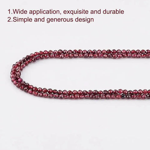 Approximately 270 Pieces 3mm Natural Faceted Garnet Beads For Jewelry Making shown in two red strands