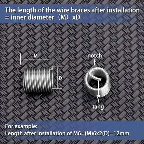 Thread Repair Kit With 140 Pcs 304 Stainless Steel Helical Wire Inserts M3 To M12 In 7 Sizes, coiled helical sleeve details