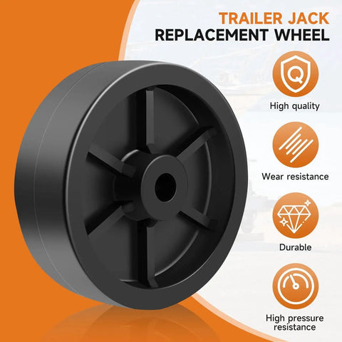 Close-up of 6 Inch Trailer Jack Wheel Replacement Polyamide Caster 1200 Lb Capacity showing durable black design with features