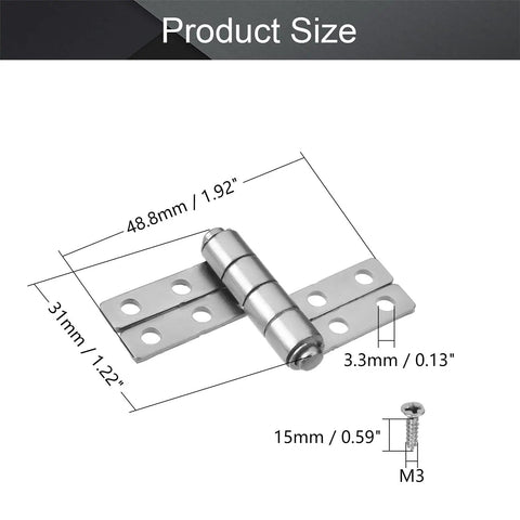 Friction Hinge With Torque Type Action For Left Mount Cabinets And Panels 48.8 Mm Iron Nickel Plated 8 Hole Mount 3.3 Mm