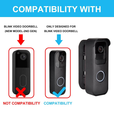 Compatibility chart for Adjustable Angle Mounting Bracket For Video Doorbell 2021 Black with Blink Video Doorbell models.