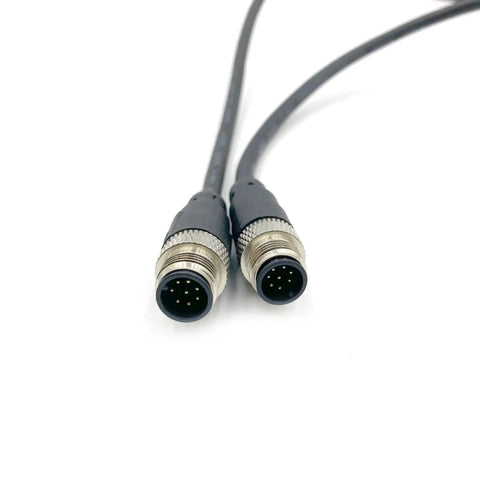 8 Pin M12 Double Male Straight Circular Connector Cable A Code IP67 Waterproof Unshielded PVC Wire 1 Meter 30V 2A AWG24