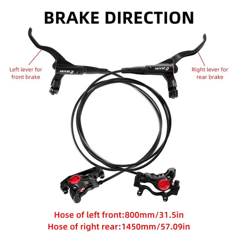 Z00M HB875 MTB hydraulic disc brake set: left front lever and right rear lever, 800mm/1450mm hoses