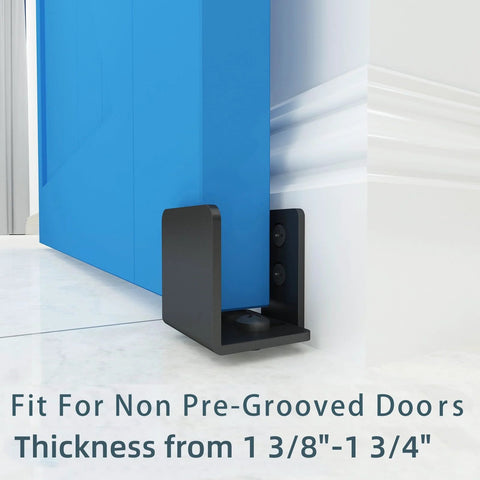 No-Drill Wall Mounted Sliding Barn Door Floor Guide U Shape Bottom Guide Adjustable For Door Thickness 1-3/8 To 1-3/4 Inches