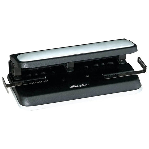Heavy Duty 2 To 7 Hole Punch With Adjustable Head And Easy Touch Handle 32 Sheet Capacity All Metal Construction Black And Gray Office Workhorse Hole Punch Built For High Volume Projects