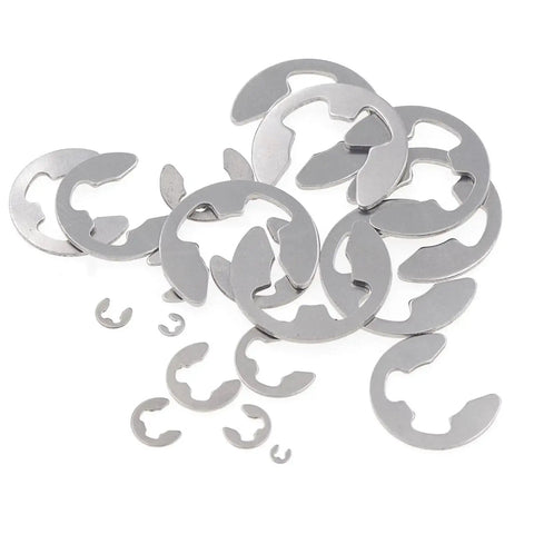Stainless Steel External Retaining Ring E Clip Assortment Kit, 14 Sizes, 350 Pieces, Metric Circlips Set, loose clips view