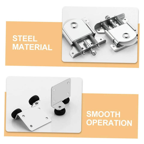 Sliding Glass Door Roller Pulleys Set for Wardrobe and Cabinet Tracks with steel material, showcasing two views of rollers.