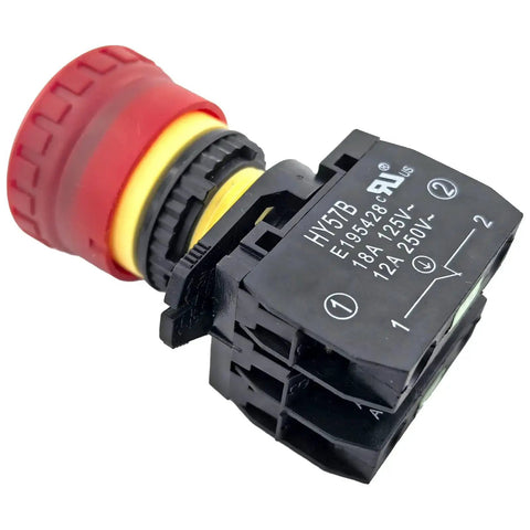 Emergency Stop Switch 18A 125V and 12A 250V, Beefy Heavy Duty E Stop With Two Terminal Tabs, KEDU HY57B Replacement